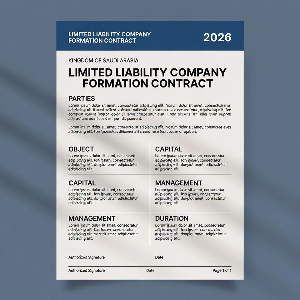 Limited Liability Company Formation Contract in Saudi Arabia 2026