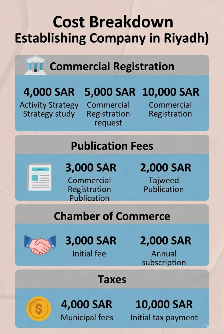 خدمات تأسيس الشركات في السعودية:تكلفة تأسيس شركة في الرياض